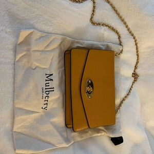 Mulberry small Darley cross body in double yellow (mustard yellow) with duster
